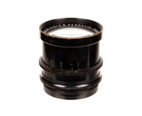 A Hermagis Anastigmat Sie D f/4.5 310mm Brass Lens, black painted, serial no. 124426, body, G, elements, G, some light cleani