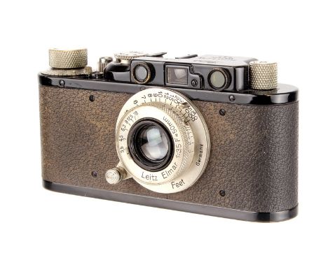 A Leica II Rangefinder Camera, 1928, upgraded from Ia, black, serial no. 6645, with Leitz Elmar f/3.5 50mm lens, nickel, body