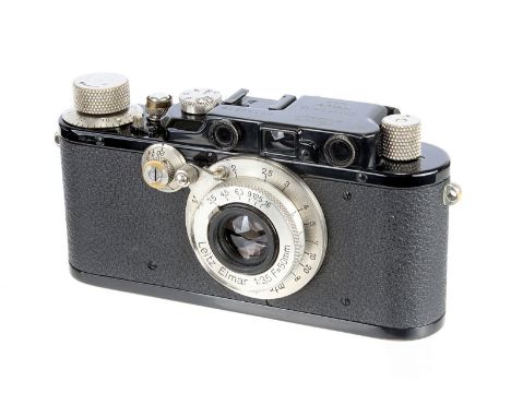 A Leica III Rangefinder Camera, 1935, black, serial no. 149276, with Leitz Elmar f/3.5 50mm lens, 1932, nickel, serial no. 12