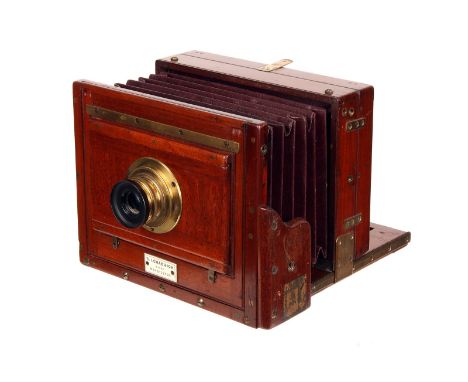 A W. I. Chadwick Mahogany Tailboard Camera, 4x6”, with Clement & Gilmer Panorthostigmat f/7 brass lens, serial no. 107189, bo