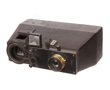 A Bellieni Nancy Jumelle Camera, circa 1900, 6x9cm, with F. Jarret brass lens, body, F-G, shutter working, lens, G, some ligh