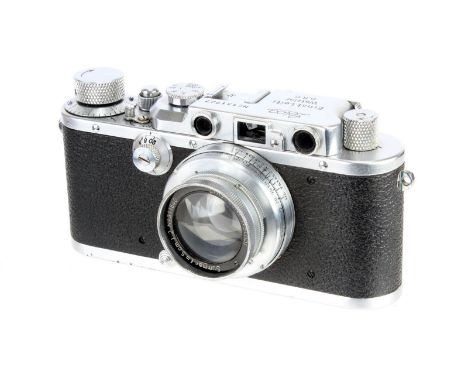 A Leica III Rangefinder Camera, 1934, bright chrome, serial no. 131727, with Leitz Summar f/2 50mm lens, 1936, chrome, serial