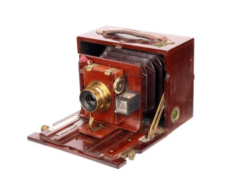 An Unmarked Mahogany Box Camera, 3½x4½, with Hermagis Aplanastigmat No.8 f/7 140mm brass lens, serial no. 31851, body, G, shu