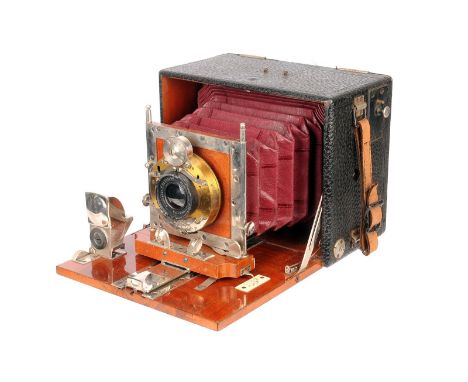 An Unmarked Mahogany Box Camera, serial no. 108771, 3½x4½, with Hugo Meyer Anastigmat f/7.2 135mm lens, serial no. 15240, bod