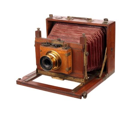 An Unmarked Mahogany Field Camera, serial no. 32, possibly German, 5x7”, with Thornton Pickard-Beck Symmetrical f/8 brass len