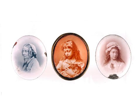 R Faulkner & Co Enamelled Copper Oval Photographic Portraits: ninth-plate - including Princess Louise, Florence Nightingale a