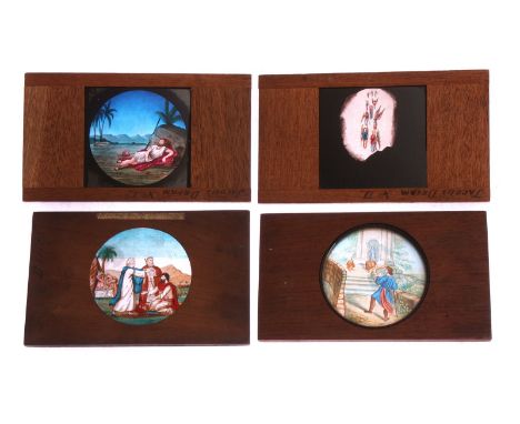Mahogany-mounted Magic Lantern Slides: Biblical colour slides, 174 x100mm, G (15) 