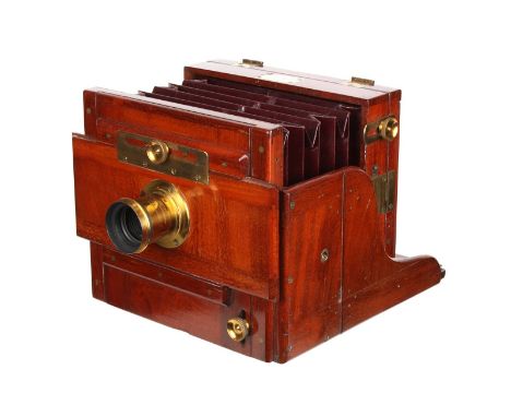 A W. Watson & Sons Mahogany Tailboard Camera, with septum, 4½x6½”, with Ross Rapid Symmetrical 6x5” Waterhouse-stop brass len