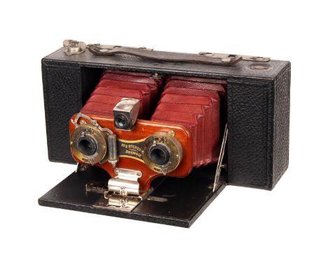 A Kodak Eastman Stereo Brownie No.2 Camera, 6x8cm, serial no. 434H, body, VG, lenses, G-VG, shutter working, some light fungu