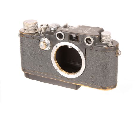 A Leica IIIc Rangefinder Body, 1942, grey, serial no. 388643, body, G, shutter working, with flash modification to base by Te