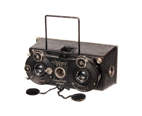 A Contessa-Nettel Steroco Model III Stereo Camera, 45x107mm, with Carl Zeiss Jena Tessar f/6.3 55mm lenses, serial nos. 39888
