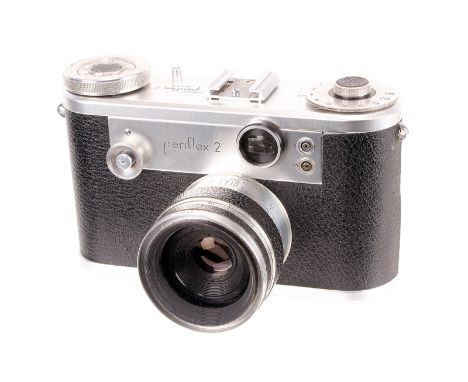 A Corfield Periflex II Camera, chrome, serial no. 4916172, with Corfield Lumax f/2.8 45mm lens, chrome, serial no. L21011395,