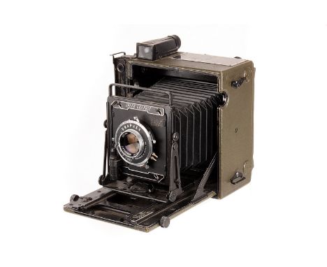 A Graflex Speed Graphic Signal Corps U.S. Army KE-12-1 Camera, green, serial no. 892576, military no. 2180, with Graflex Opta