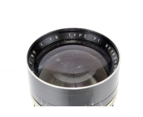 A P. Angenieux Type P1 f/1.8 90mm Lens, serial no. 180480, body, G-VG, elements, F, some light cleaning marks and 30-40% cove