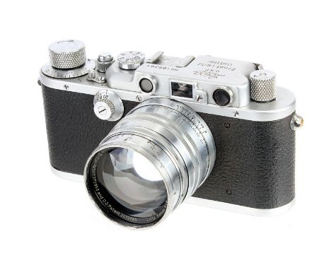 A Leica IIIa Rangefinder Camera, 1936, chrome, serial no. 195361, with Leitz Xenon f/1.5 50mm lens, by Taylor-Hobson, 1936, c