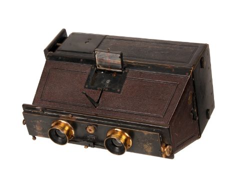 A Pipon Self Worker Stereo Camera, 8x16cm, serial no. 3497, with E. Krauss Protar-Zeiss f/8 100mm brass lenses, serial nos. 3