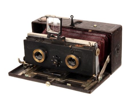 A Joux Stereo-Pochette Stereo Camera, 6x13cm, serial no. 621, with Steinheil Orthostigmat f/8 100mm lenses, serial nos. 58237