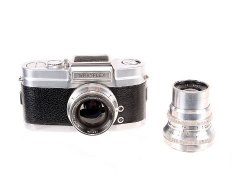 A Wray Wrayflex Ia SLR Camera, chrome, serial no. 1803, with Wray Unilite f/2 50mm lens, chrome, serial no. 172524, body, G-V