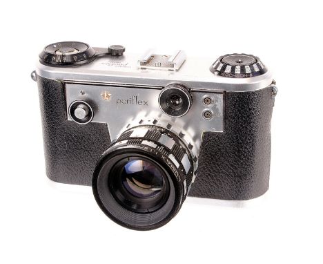 A Corfield Periflex Gold Star Camera, chrome, serial no. 91112748, with Corfield Lumar f/1.9 45mm lens, body, G-VG, shutter w