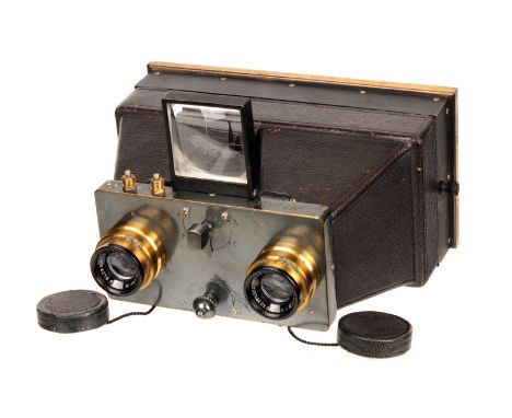 A Bazin & Leroy Stereocycle Stereo Camera, 6x12cm, serial no. 10450, with Berthiot Olor Serie II f/5.7 lenses, serial nos. 11
