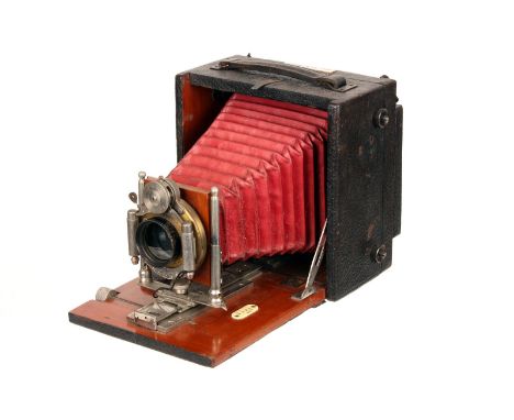 A J. Lancaster & Sons Kamrex De Luxe Hand Camera, 3x4”, with Lancaster ¼ Rectigraph lens, body, VG, lens, VG-E, shutter worki