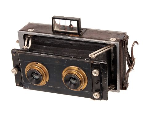 A Lorillon Le Klopcic III Stereo Camera, 6x13cm, with Lacour Berthiot Perigraphe Rapide f/6.8 lenses, serial nos. 43896 / 438