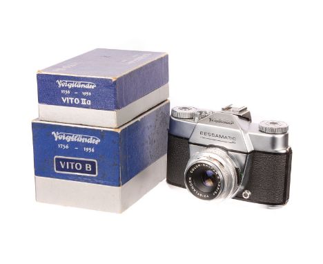 Voigtländer Cameras: Bessamatic M, chrome, serial no. 300224, with Color-Skopar X f/2.8 50mm lens, body, VG, shutter working,