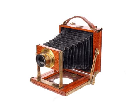 A J. Lizars Challenge Mahogany Quarter-Plate Camera, 3x4”, with Swift & Son Rapid Paragon f/5.65 5x4 brass lens, serial no. 3