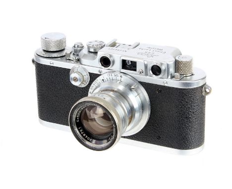 A Leica IIIb Rangefinder Camera, 1938, chrome, serial no. 286227, with Schneider Xenon f/2 50mm lens, chrome, serial no. 3049