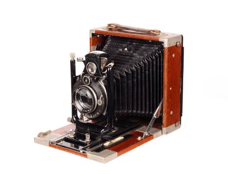 An Unmarked German Camera, serial no. B97869, aluminium bound, 4x6”, with Carl Zeiss Jena Tessar f/4.5 165mm lens, serial no.