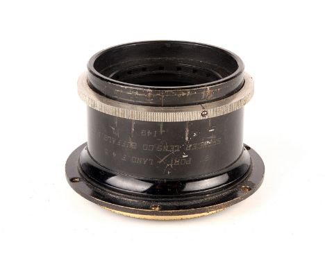 A Spencer Lens Co. Port-Land. f/4.5 9” Lens, black, serial no. 149, body, F-G, element, VG, some very light cleaning marks 