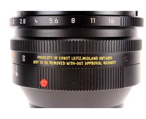 A Leitz Noctilux-M f/1 50mm Lens, E60, black, serial no. 3814286, body, VG-E, elements, VG-E, some very light internal haze, 