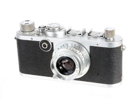 A Leica If Black Dial Camera, 1952, chrome, serial no. 563996, with Leitz Summaron f/3.5 35mm lens, 1952, chrome, serial no. 
