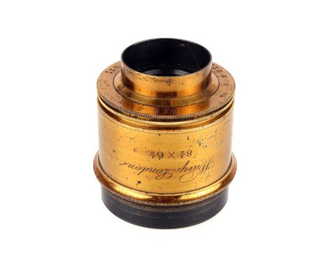 A Wray f/8 12” Brass Lens, marked to barrel 8½x6½, serial no. 1518, body, G, elements, VG, some light cleaning marks 