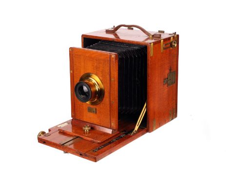 A W. Watson & Sons Hand Camera, serial no. 13192, 4½x6½”, brass bound, with W. Watson & Sons f/6.5 6½” Holostigmat Series I b