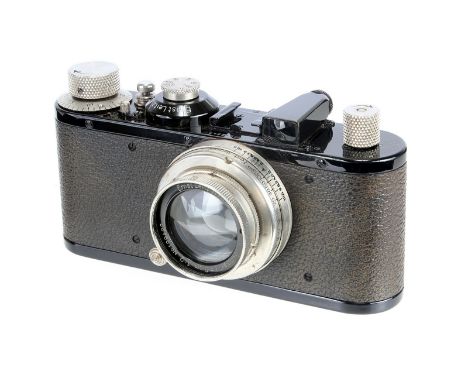 A Leica I Camera, 1936, black, serial no. 212548, with Leitz Summar f/2 50mm lens, 1934, nickel, serial no. 199422, body, VG,