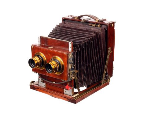 A Thornton Pickard Ruby Stereo Mahogany Field Camera, 4½x6½, serial no. 2182, with Taylor Taylor Hobson f/8 5.25” Rapid Recti