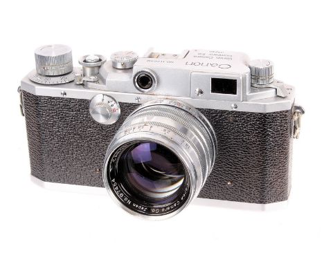 A Canon IID Rangefinder Camera, chrome, serial no. 117649, with Canon f/1.8 50mm lens, chrome, serial no. 97454, body, VG, sh