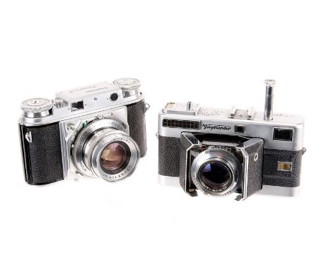 Voigtländer Cameras: Prominent, chrome, serial no. B6152, with Voigtländer Ultron f/2 50mm lens, serial no. 33145592, body, G