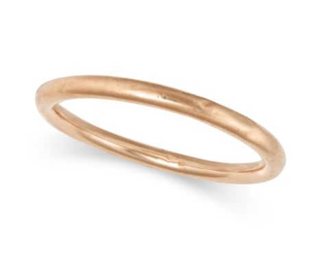 AN ANTIQUE GOLD BANGLE in 15ct gold, in plain design, stamped 15ct, inner circumference 22.0cm, 21.4g.