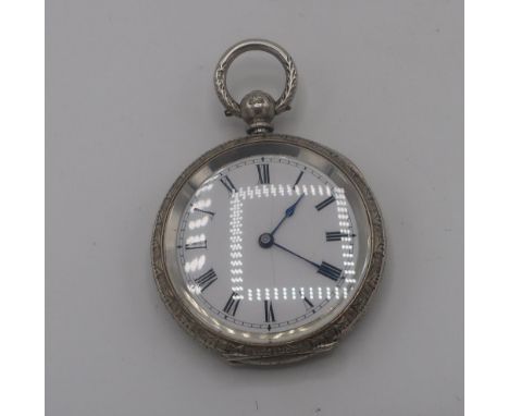 Victorian hallmarked silver cased key wind fob watch, white enamel Roman dial, inner case inscribed A.Bradbury, Malton, Birmi