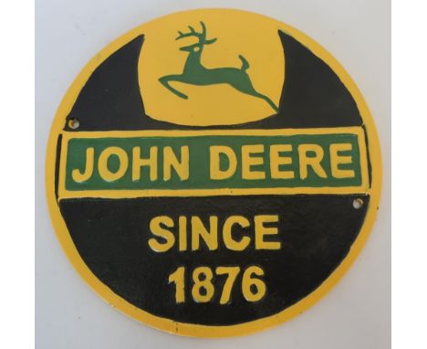 Large cast metal reproduction John Deere Tractor sign (24cm) 