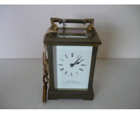 English carriage time piece, white enamel Arabic dial signed "The Chester Carriage Clock Company", eleven jewel movement 