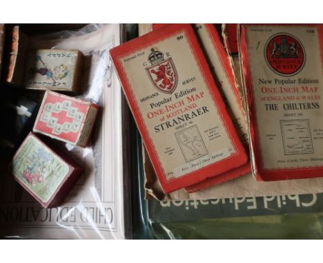 Collection of child education and other similar material, c.1920s-80s, The New Card Game-Spelling Bee, Happy Families, Counti