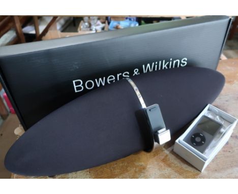 Bowers &amp; Wilkins Zeppelin stereo speaker system,  boxed with instructions, accessories and Ipod Classic 