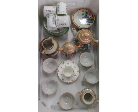 Carltonware yellow and brown coffee set, continental Harlequin coffee service, a Japanese souvenir service etc (2 boxes) 