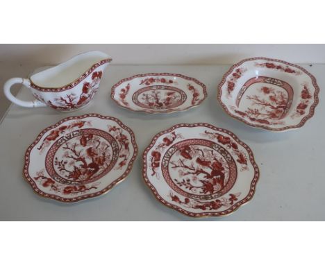 Comprehensive Coalport Indian Tree Coral pattern part dinner service including various dinner plates, side plates and dessert