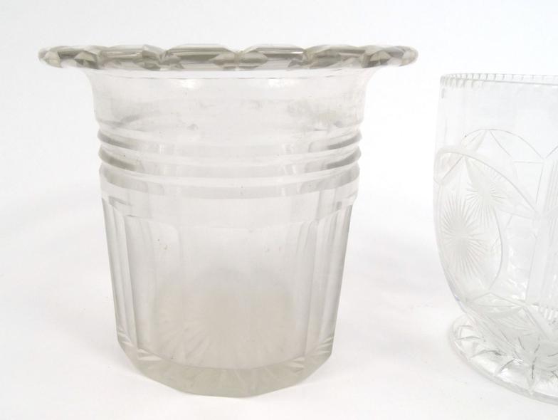 Three antique tea caddy cut glass mixing bowls, the largest 12cm