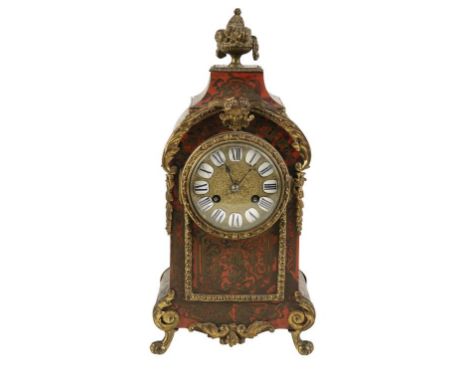 FRENCH BOULLE MANTEL CLOCK the gilt metal dial with Roman numeral tablets, the movement stamped "A&N 2453", striking on a coi