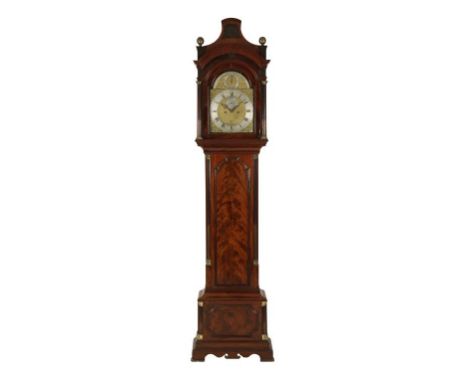 GEORGE III MAHOGANY LONGCASE CLOCK the silvered chapter ring with Roman numerals, subsidiary seconds dial and strike/silent d